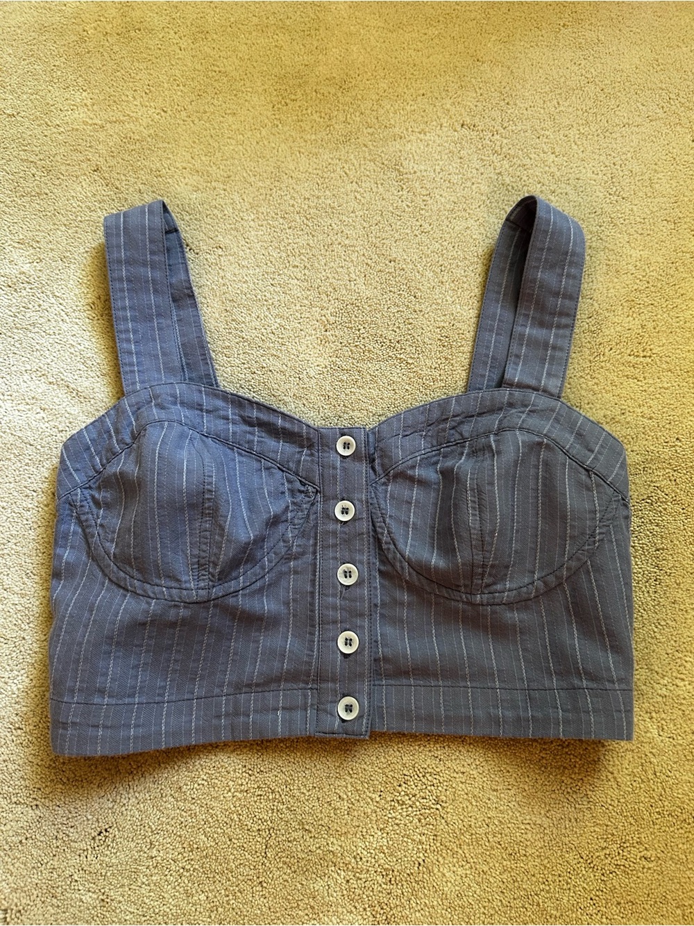 Free People Pinstripe Button-Front Crop Top Bustier